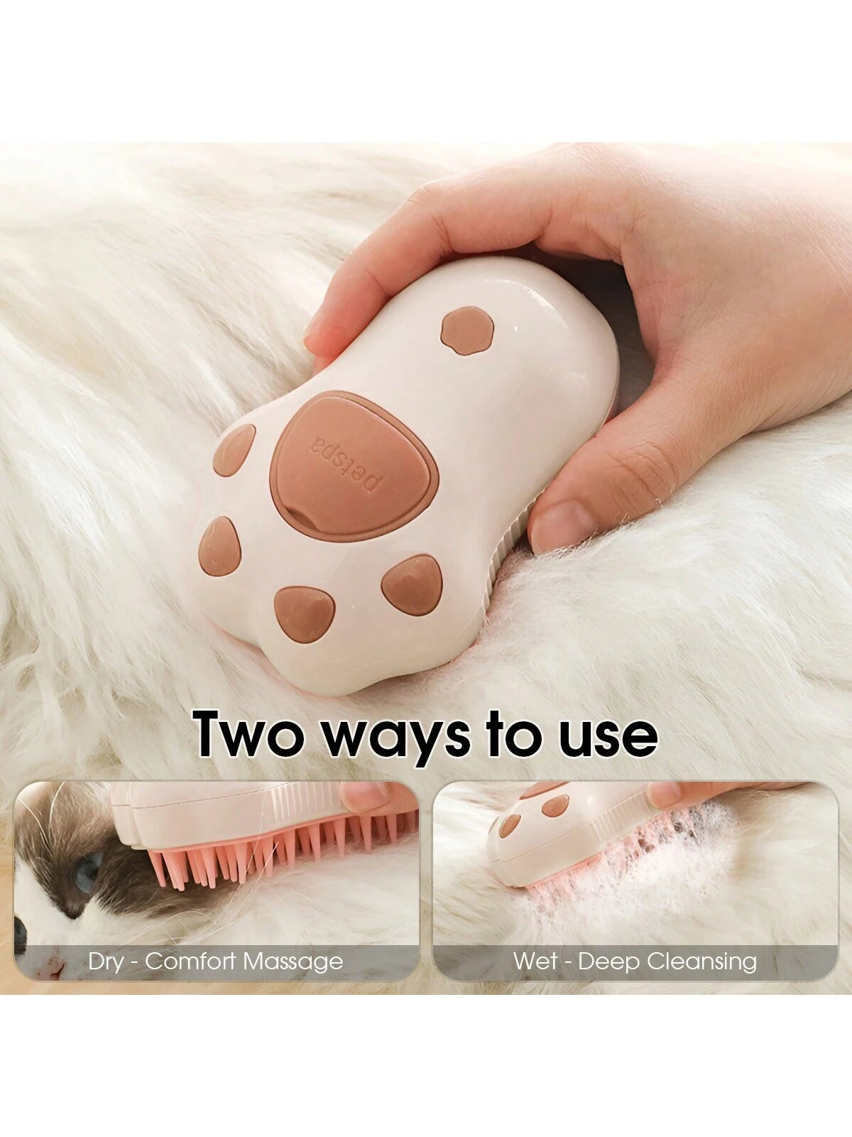 Cat Steamy Brush, 3 In1 Steamy Cat Brush, Cat Spray Massage Comb, Cat Grooming Brush for Removing Tangled and Loosse Hair, Anti-Flying Hair,Rechargeable Silicone Steam Pet Brush (Pink)