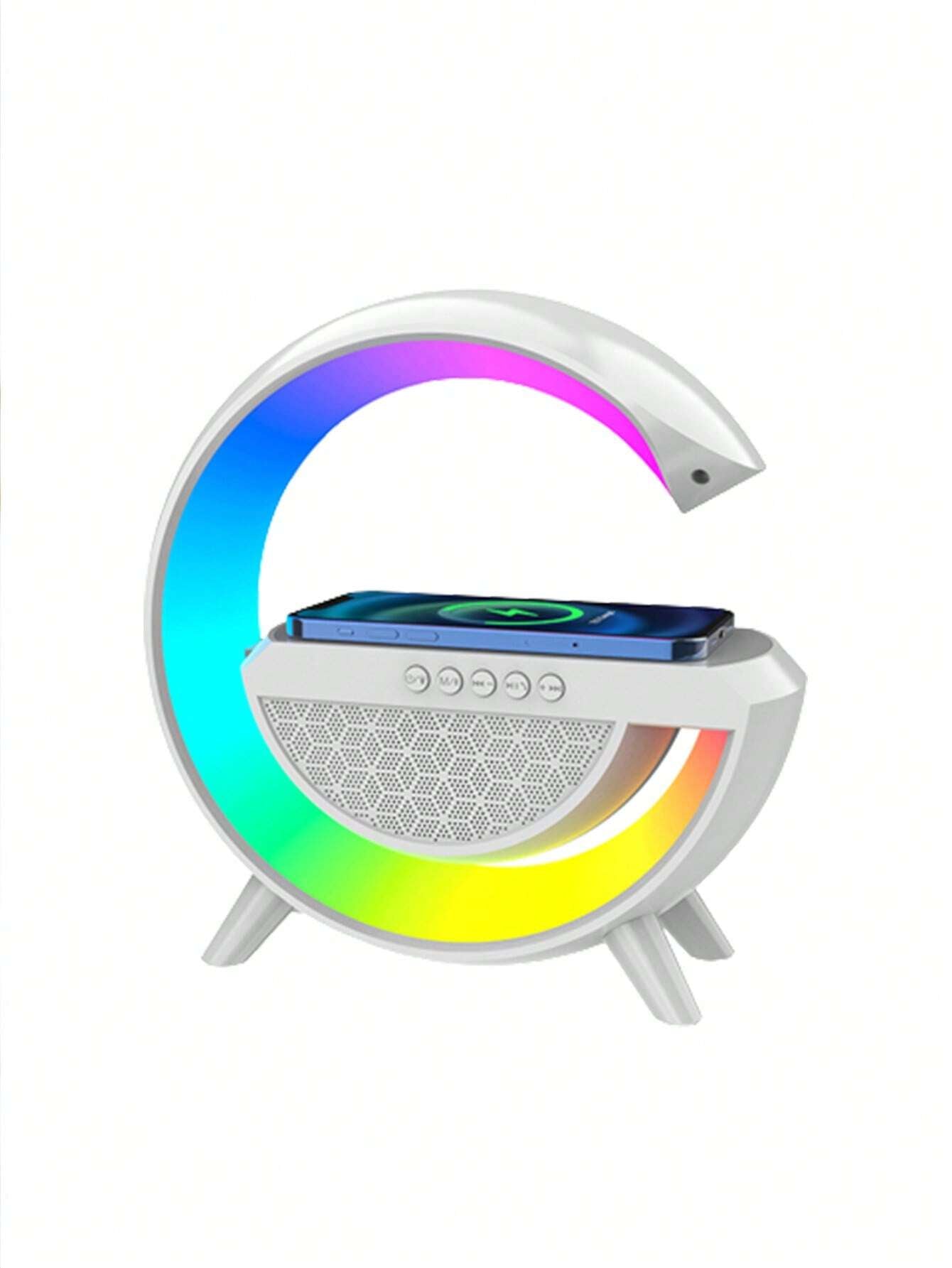 Wireless Speaker 6 Kinds of Light Mode Wireless Charging Function Compatible with IOS / Android System Black and White 601099513769049