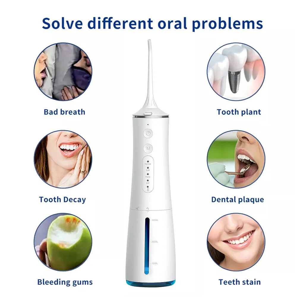 New Stock Water Flosser Manufacturer 300Ml Cordless Water Jet Flosser Portable Oral Irrigator for Teeth Cleaning