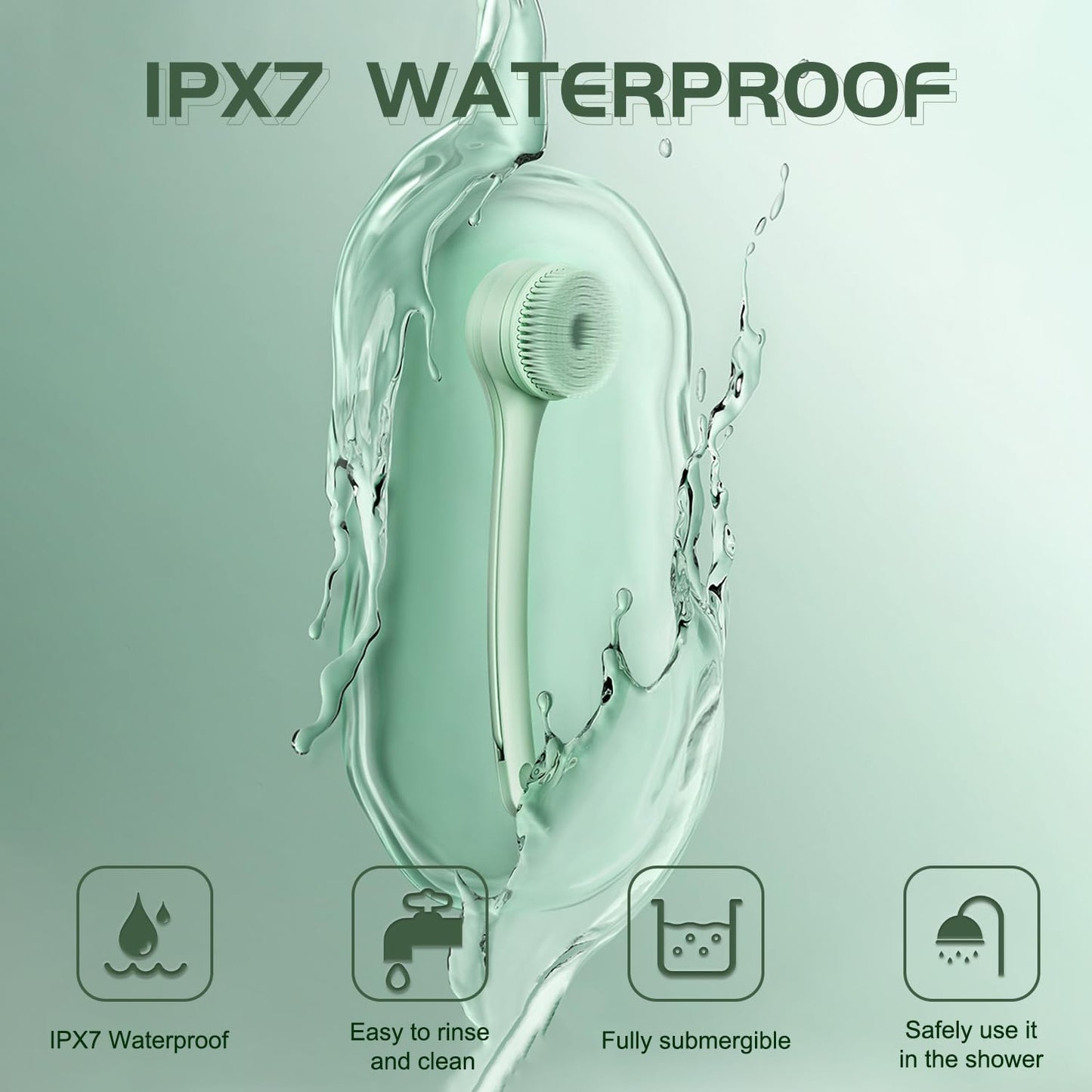 Body Scrubber Bath Brush, Electric Body Brush for Shower Back Scrubber,Equipped with IPX7 Waterproof Function,Inductive Charging,Dual Handle and a Rotating Skin Brush with 3 Brush Heads