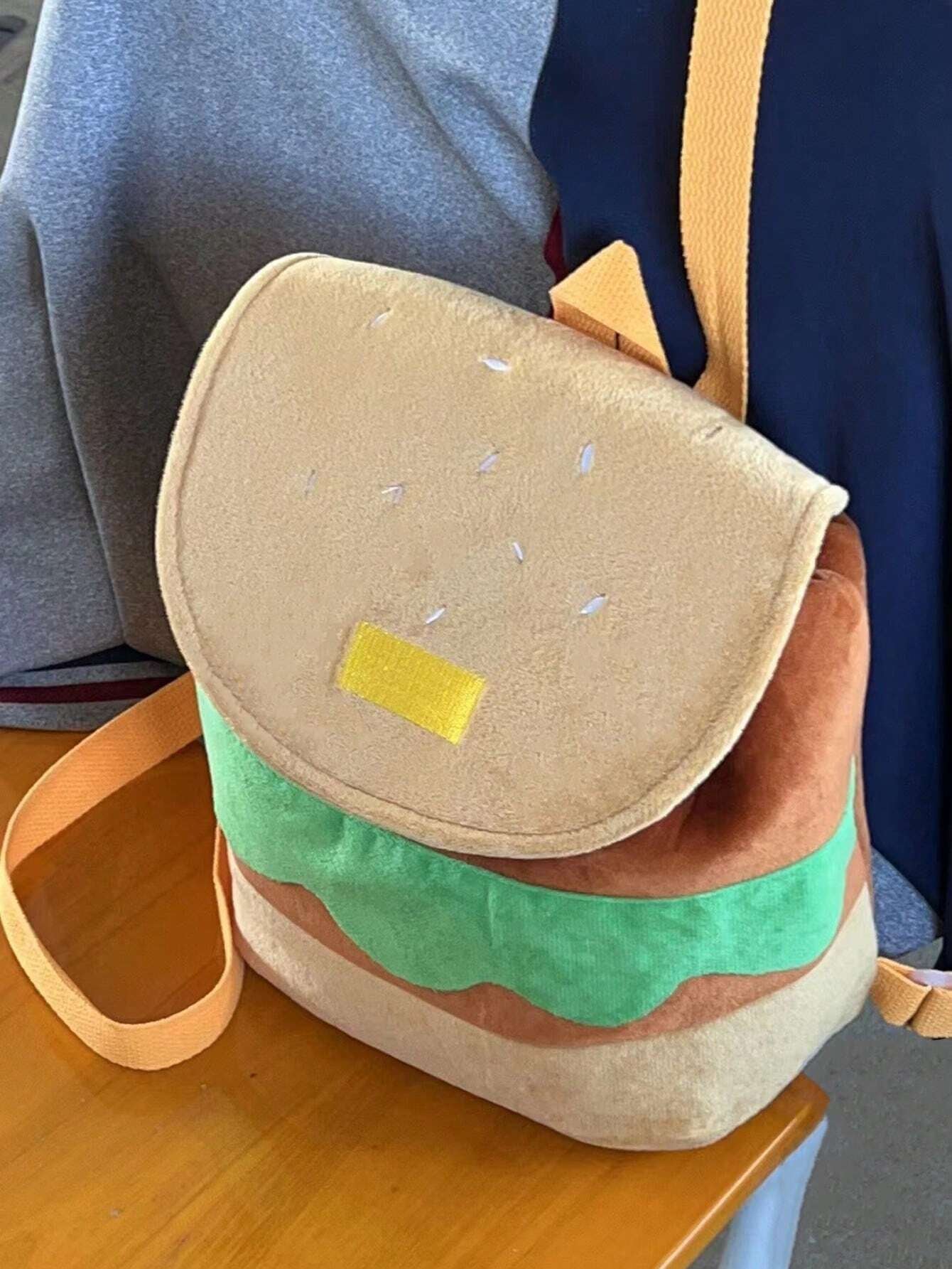 Hamburger Design Flap Backpack