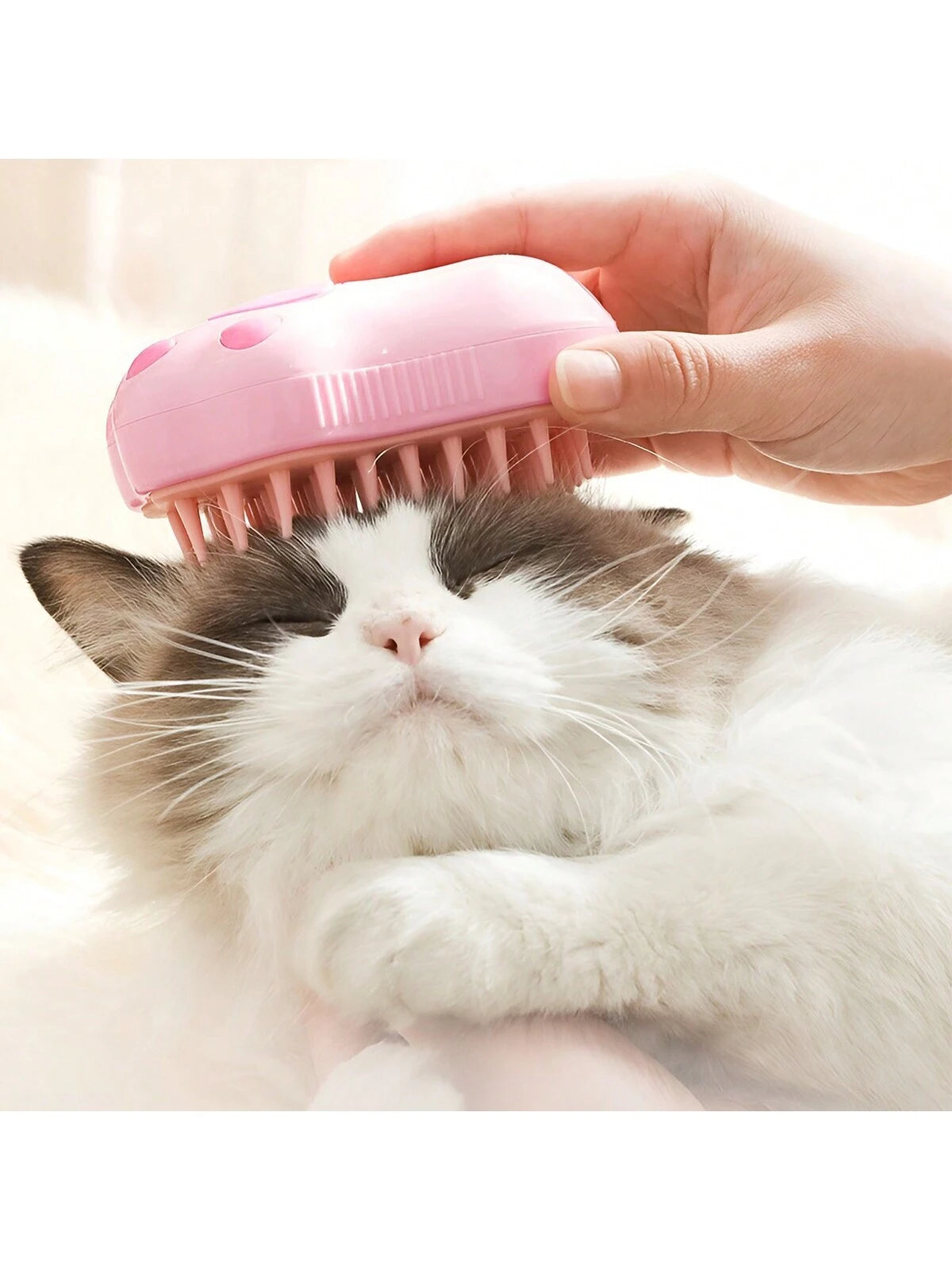 Cat Steamy Brush, 3 In1 Steamy Cat Brush, Cat Spray Massage Comb, Cat Grooming Brush for Removing Tangled and Loosse Hair, Anti-Flying Hair,Rechargeable Silicone Steam Pet Brush (Pink)