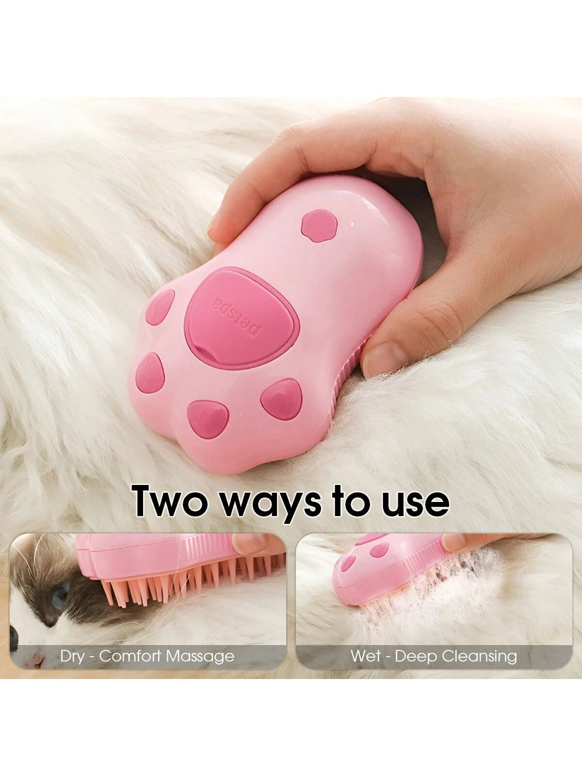 Cat Steamy Brush, 3 In1 Steamy Cat Brush, Cat Spray Massage Comb, Cat Grooming Brush for Removing Tangled and Loosse Hair, Anti-Flying Hair,Rechargeable Silicone Steam Pet Brush (Pink)