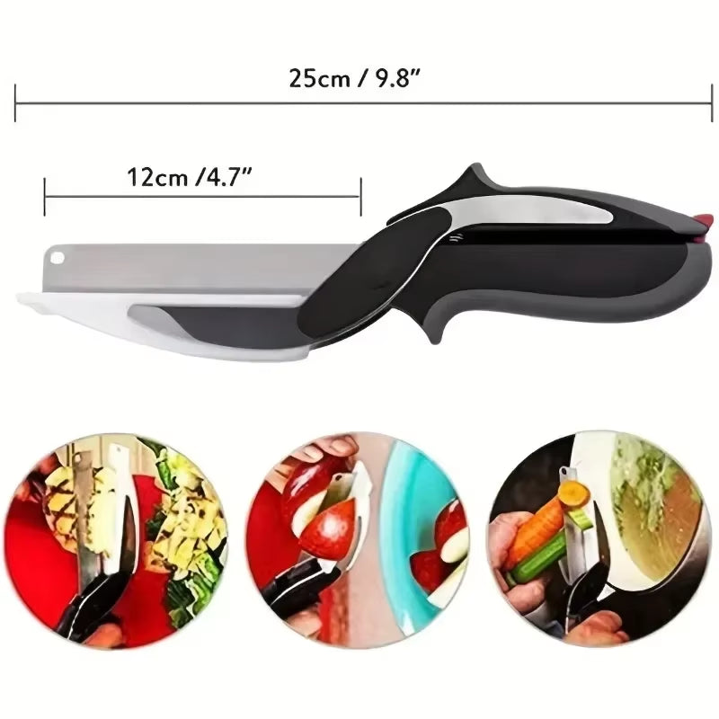 2-in-1 Salad Chopper and Vegetable Cutter with Integrated Cutting Board