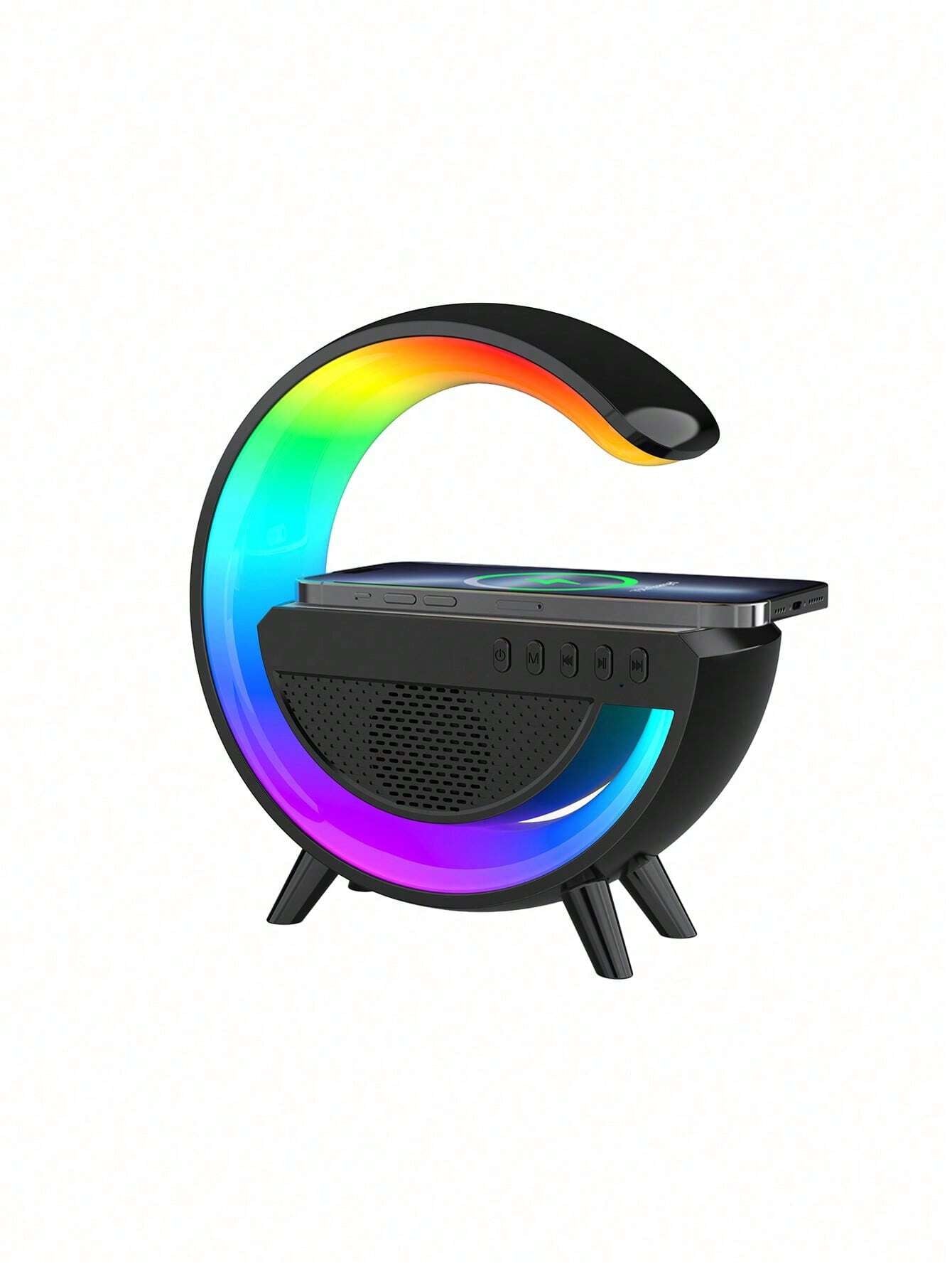 Wireless Speaker 6 Kinds of Light Mode Wireless Charging Function Compatible with IOS / Android System Black and White 601099513769049