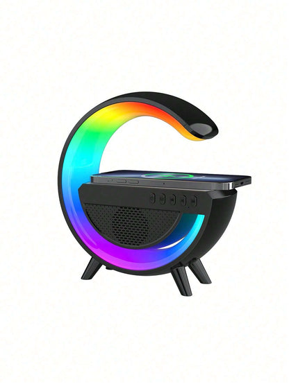 Wireless Speaker 6 Kinds of Light Mode Wireless Charging Function Compatible with IOS / Android System Black and White 601099513769049