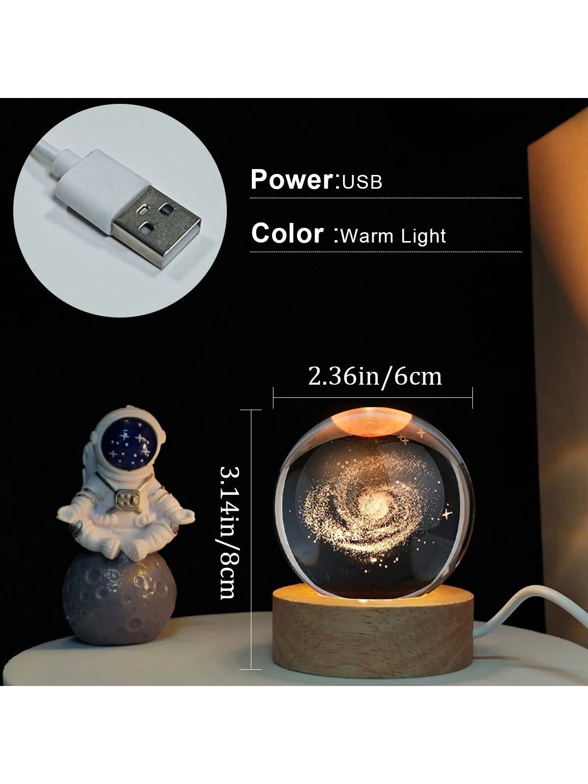 Material - Star Night Lights Solar System Crystal Ball Made of Crystal. 3D Crystal Ball Led Night Light Is Solar System Space Themed and Even after a Lifetime of Use, Crystals Never Lose Their Original Shine.Solar System Crystal Night Light