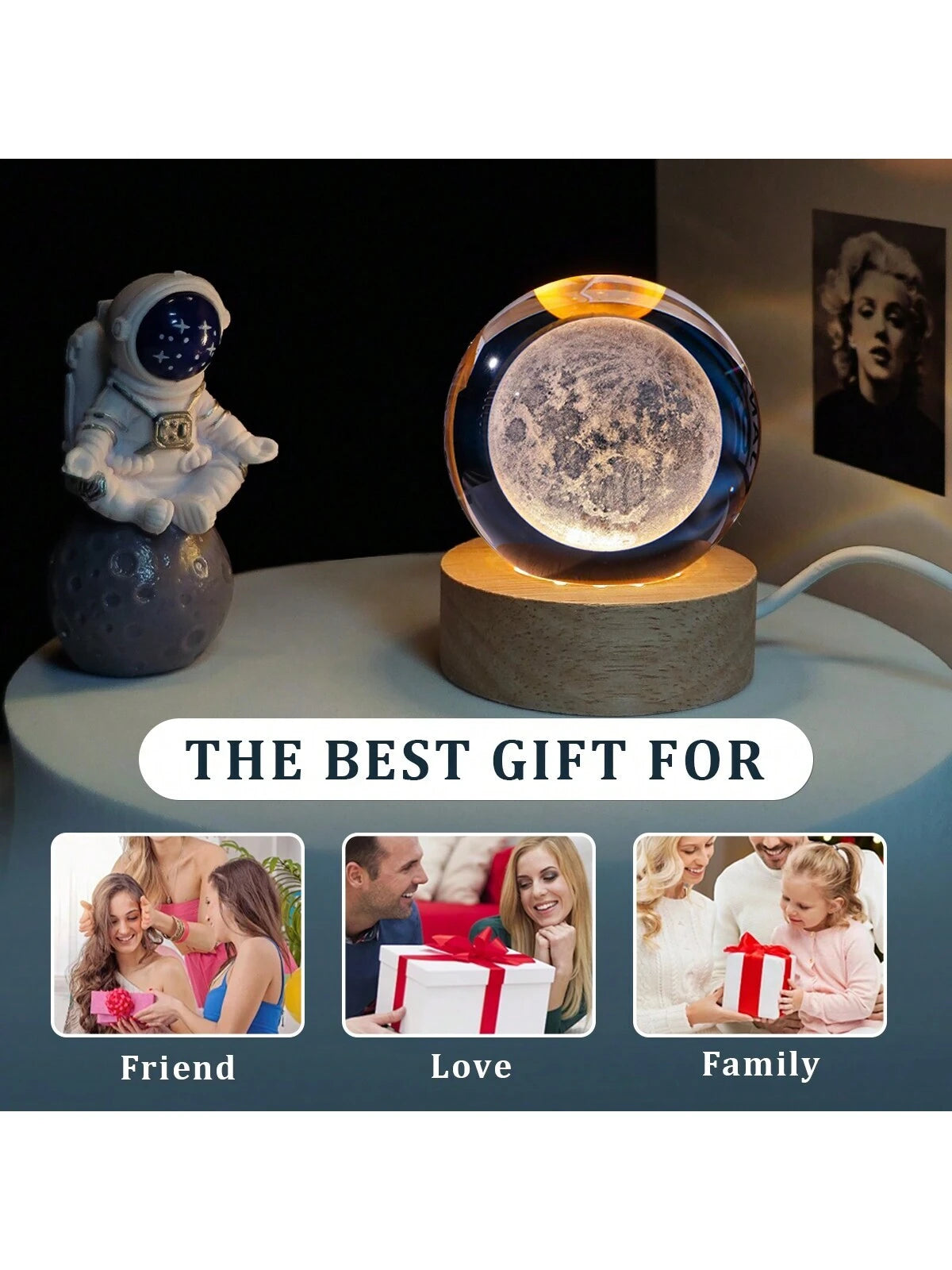 Material - Star Night Lights Solar System Crystal Ball Made of Crystal. 3D Crystal Ball Led Night Light Is Solar System Space Themed and Even after a Lifetime of Use, Crystals Never Lose Their Original Shine.Solar System Crystal Night Light