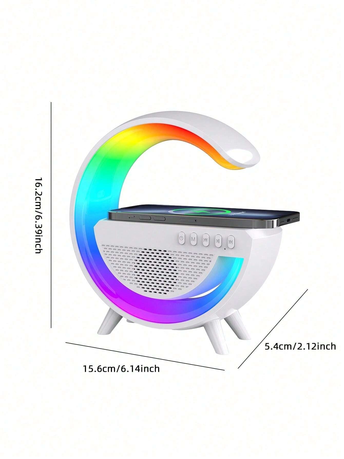 Wireless Speaker 6 Kinds of Light Mode Wireless Charging Function Compatible with IOS / Android System Black and White 601099513769049