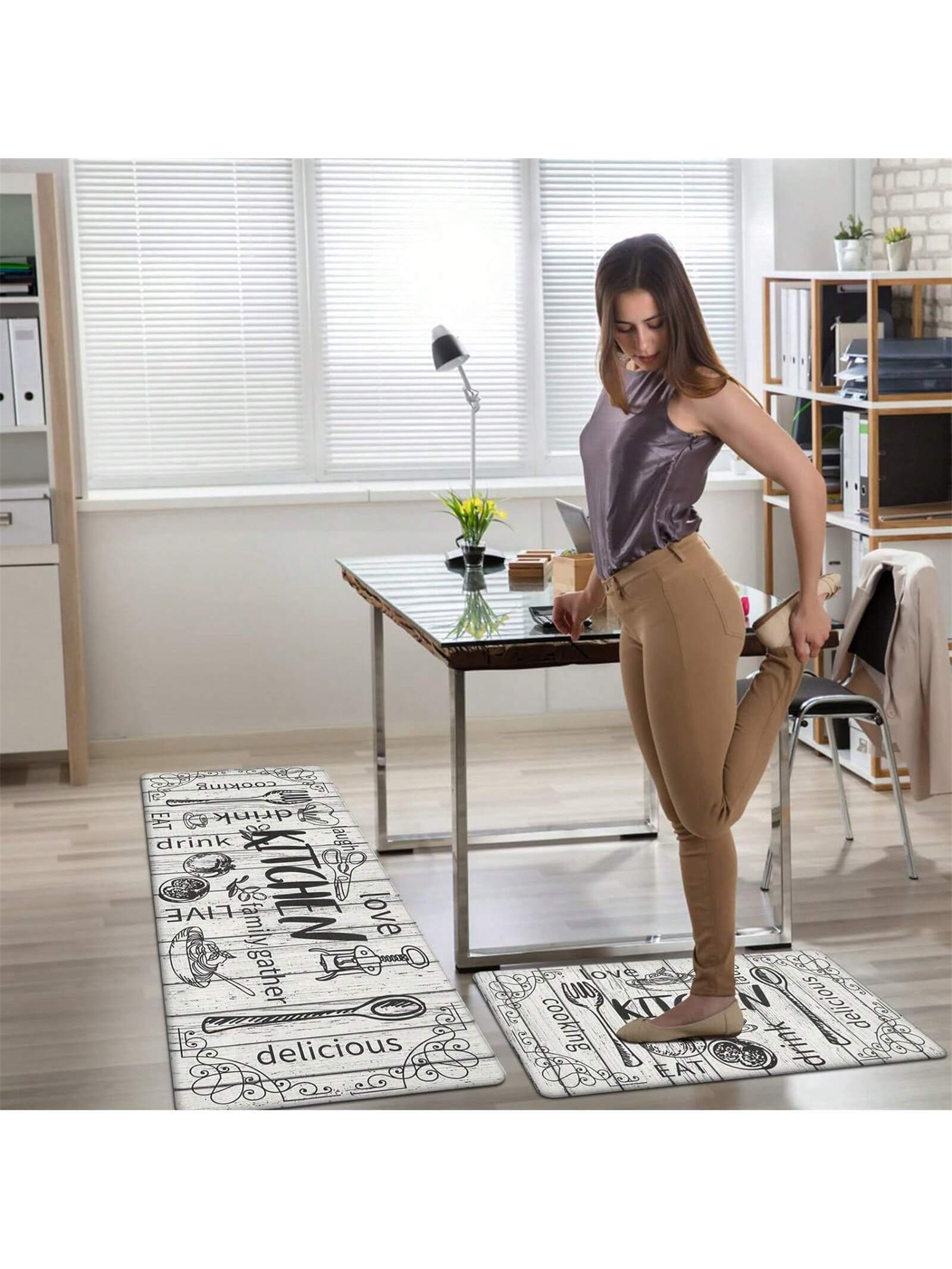 1Pc Kitchen Floor Mat Non-Slip Anti-Fatigue Door Mat Water Absorbent Quick Dry Entrance Mat ,Room Decor