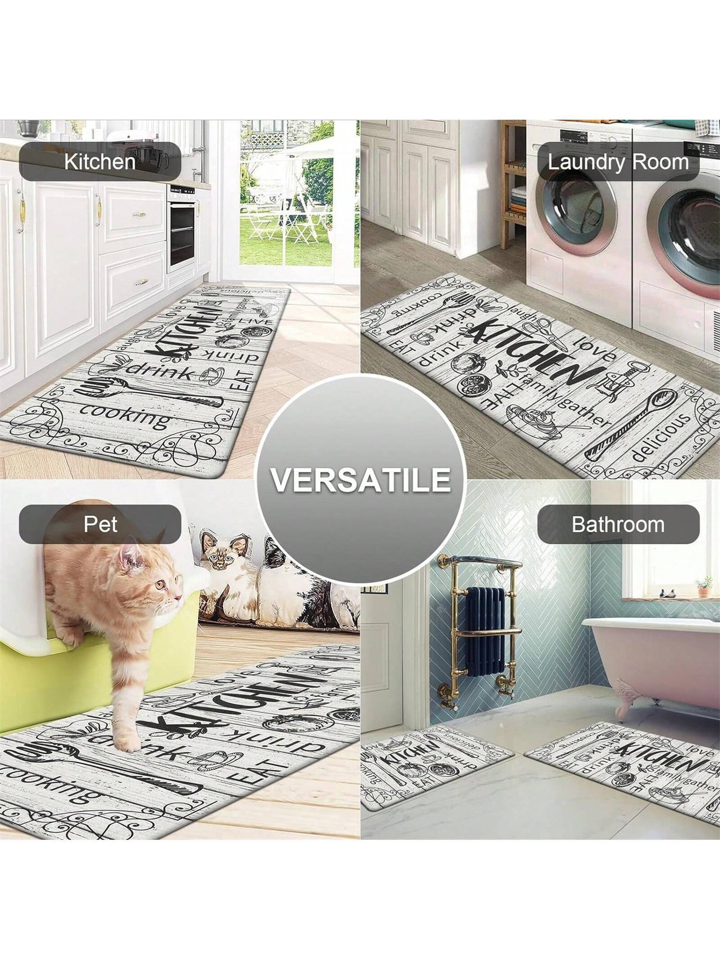 1Pc Kitchen Floor Mat Non-Slip Anti-Fatigue Door Mat Water Absorbent Quick Dry Entrance Mat ,Room Decor