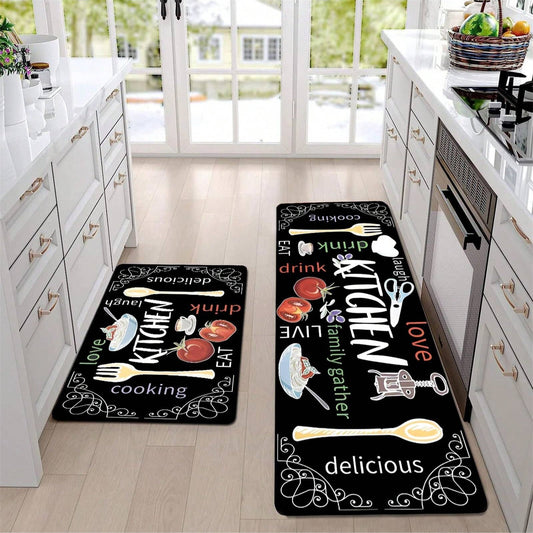 Colorful Tableware Pattern Non-Slip Floor Mat ,Room Decor
