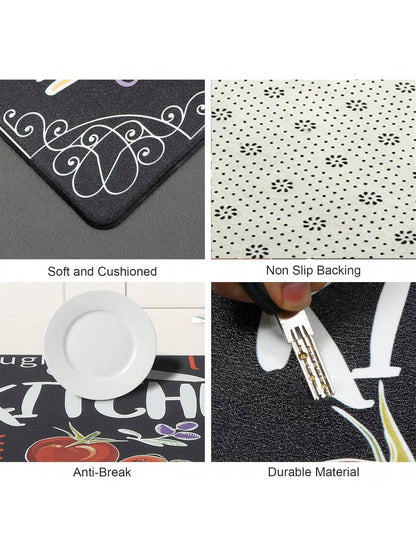 1Pc Kitchen Floor Mat Non-Slip Anti-Fatigue Door Mat Water Absorbent Quick Dry Entrance Mat ,Room Decor