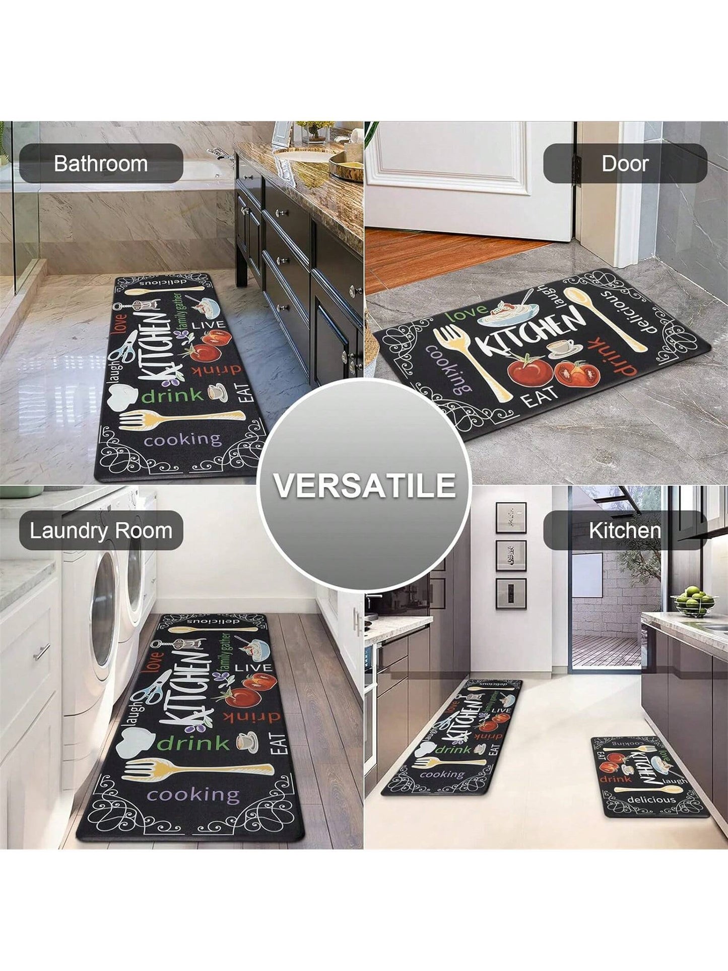 1Pc Kitchen Floor Mat Non-Slip Anti-Fatigue Door Mat Water Absorbent Quick Dry Entrance Mat ,Room Decor