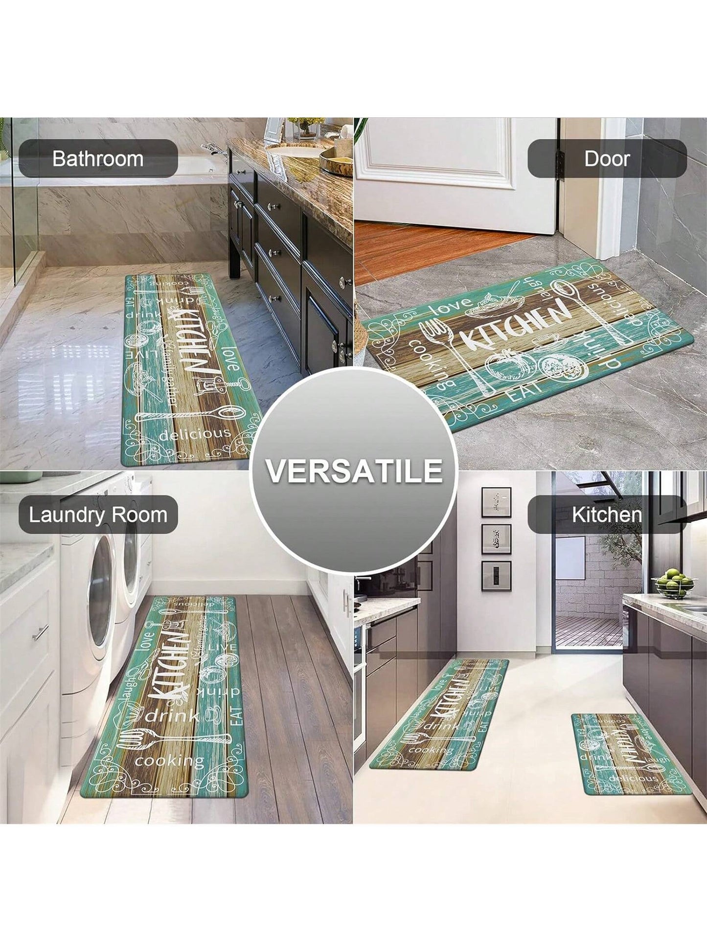 1Pc Kitchen Floor Mat Non-Slip Anti-Fatigue Door Mat Water Absorbent Quick Dry Entrance Mat ,Room Decor