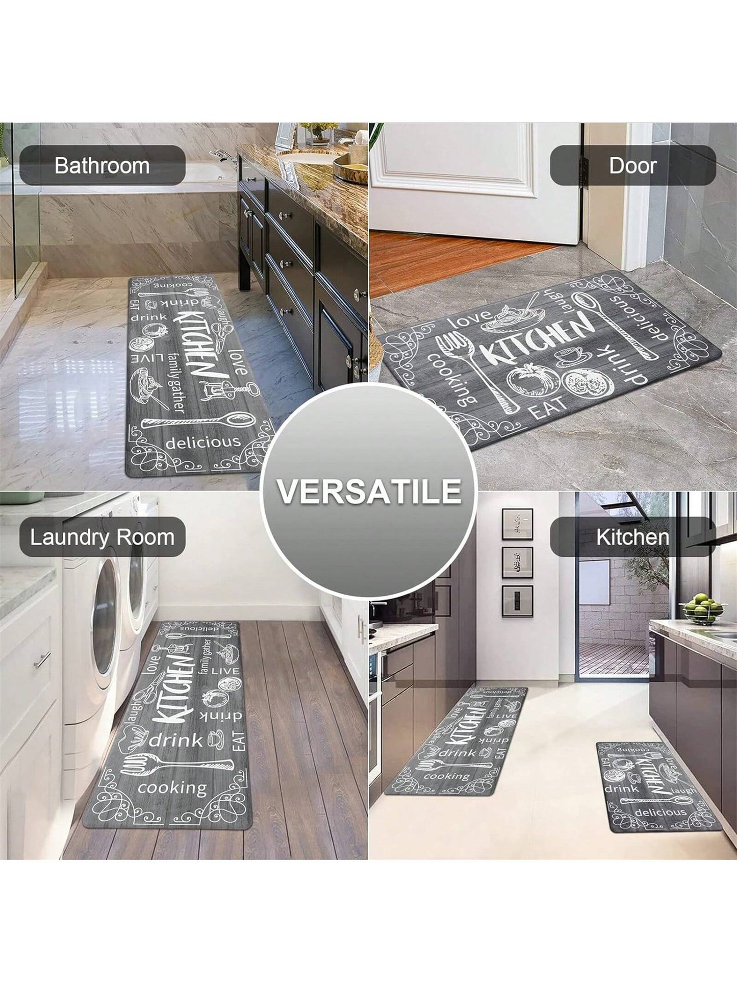 1Pc Kitchen Floor Mat Non-Slip Anti-Fatigue Door Mat Water Absorbent Quick Dry Entrance Mat ,Room Decor