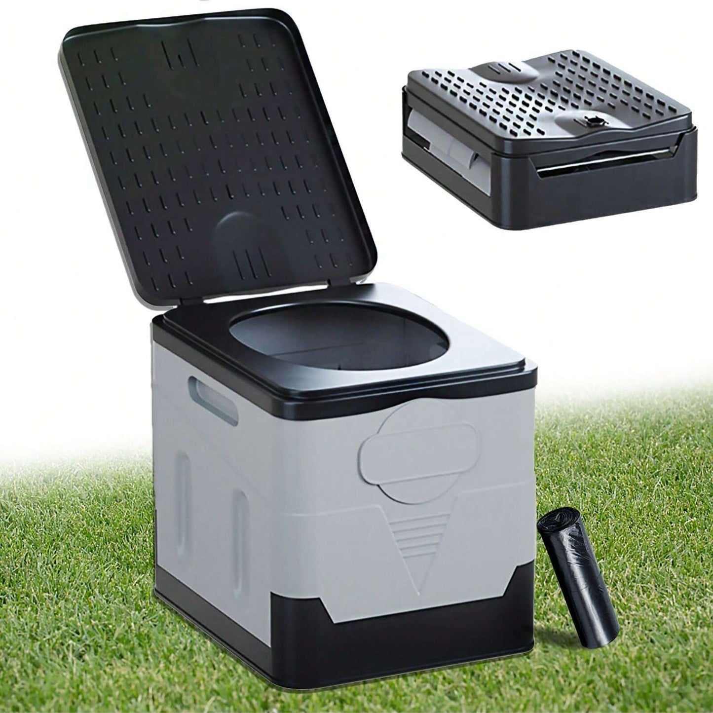 1 Set 20L Folding Toilet, with 30 Garbage Bags, 