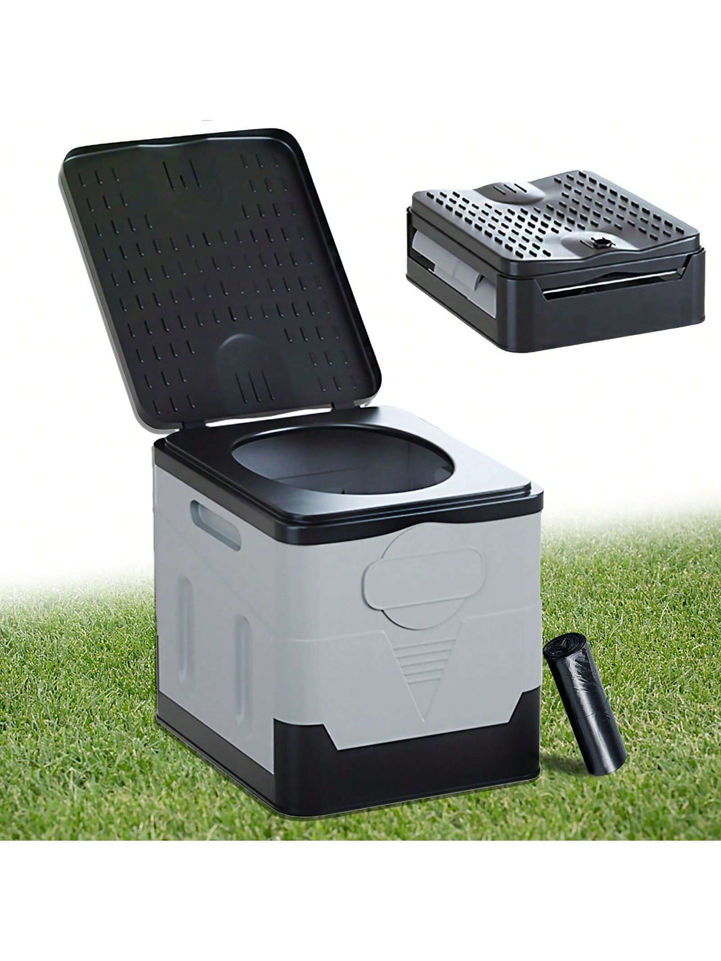 1 Set 20L Folding Toilet, with 30 Garbage Bags, 