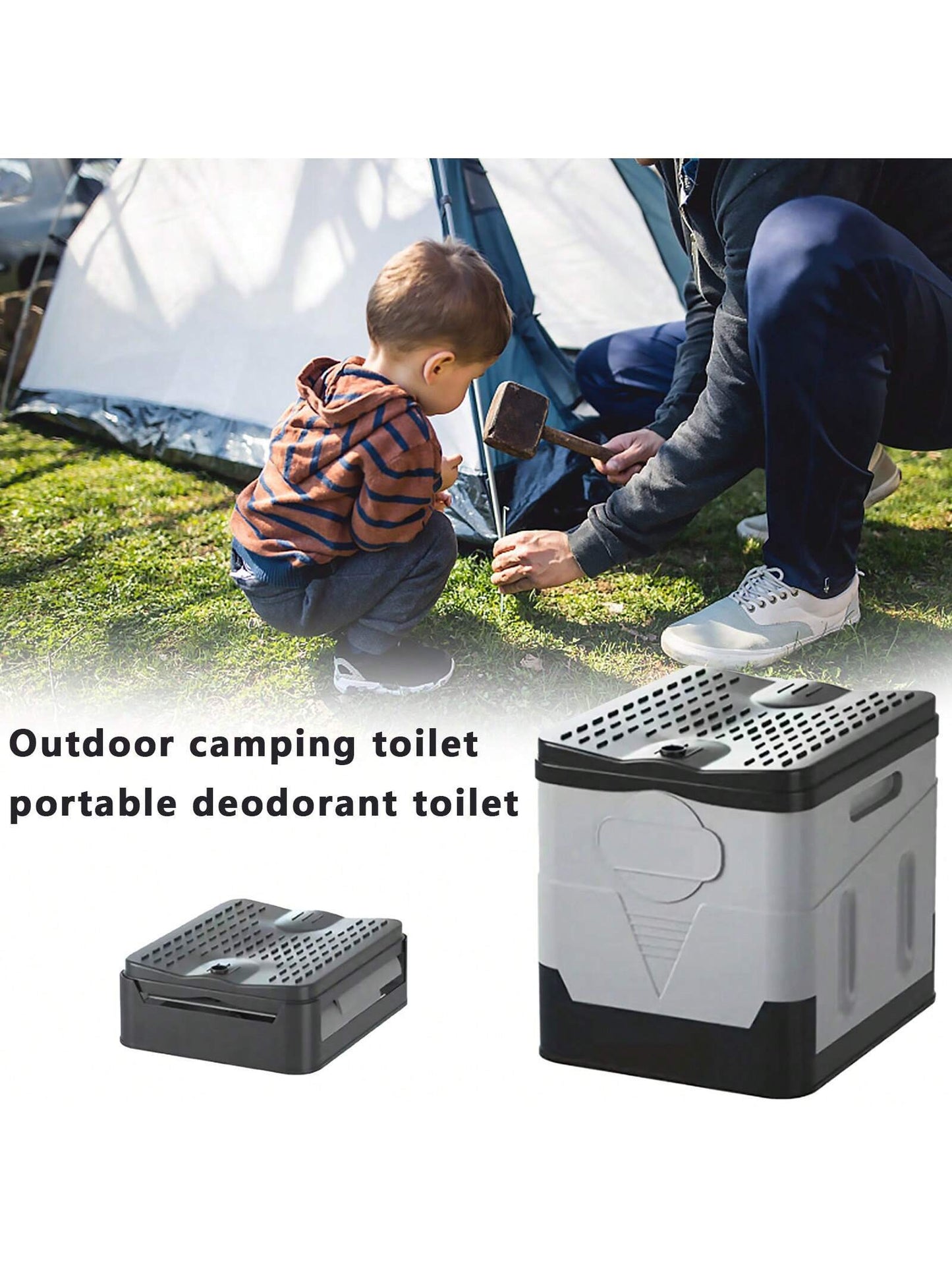 1 Set 20L Folding Toilet, with 30 Garbage Bags, 