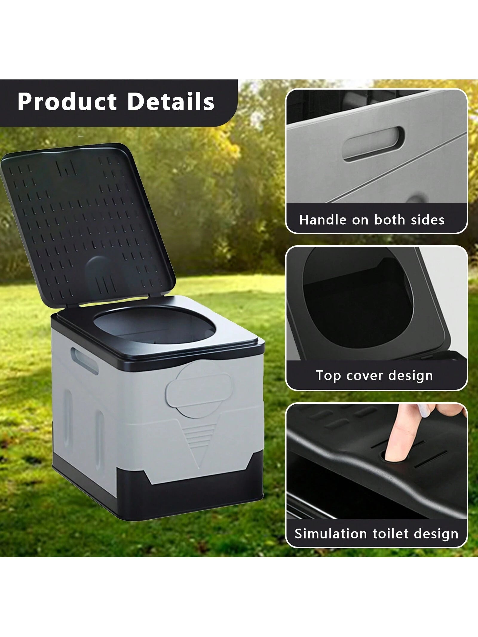 1 Set 20L Folding Toilet, with 30 Garbage Bags, 