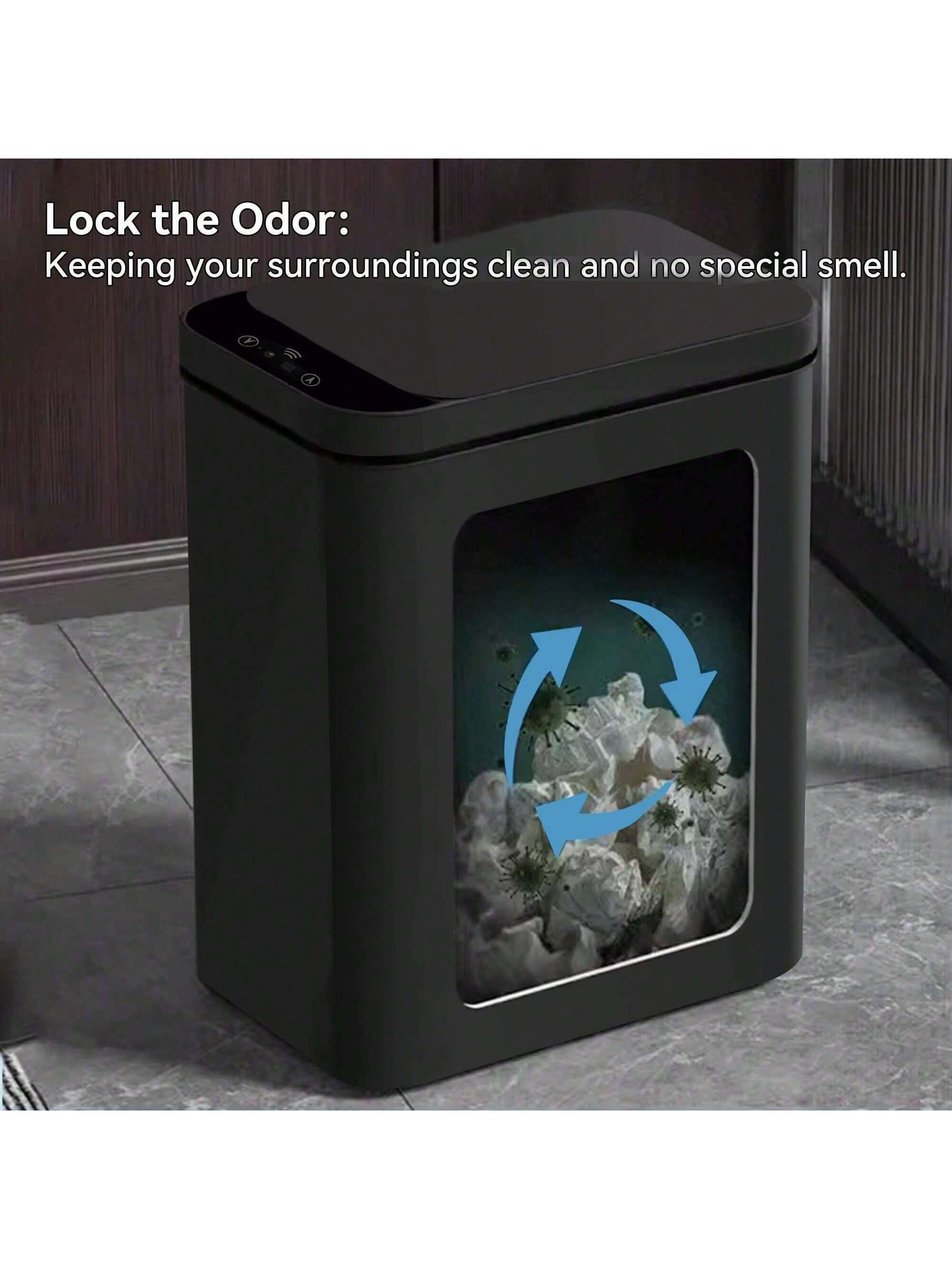 Automatic Motion Sensor Bathroom Trash Can with Lid, 2.7 Gallon Touchless Trash Bin, Electric Waterproof Narrow Small Rubbish Can, Smart Plastic Slim Garbage Can Small White& Grey Wastebasket for Kitchen, Toilet, Office, Rv, Bedroom, Living Room