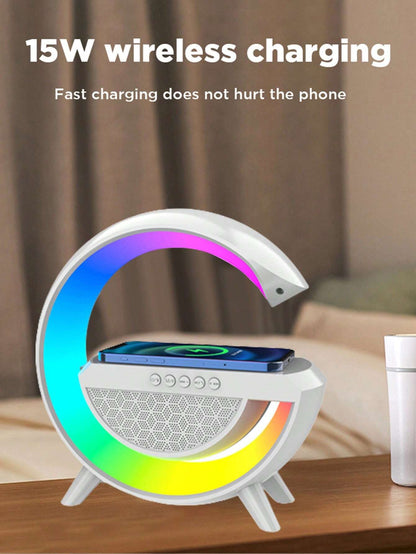 Wireless Speaker 6 Kinds of Light Mode Wireless Charging Function Compatible with IOS / Android System Black and White 601099513769049
