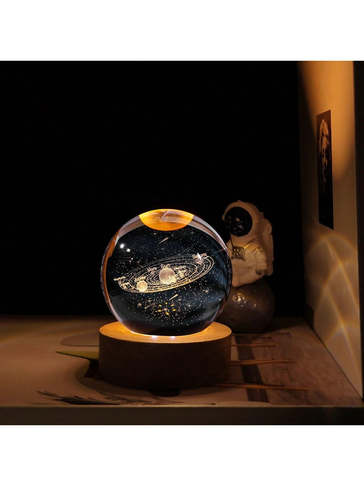 Material - Star Night Lights Solar System Crystal Ball Made of Crystal. 3D Crystal Ball Led Night Light Is Solar System Space Themed and Even after a Lifetime of Use, Crystals Never Lose Their Original Shine.Solar System Crystal Night Light