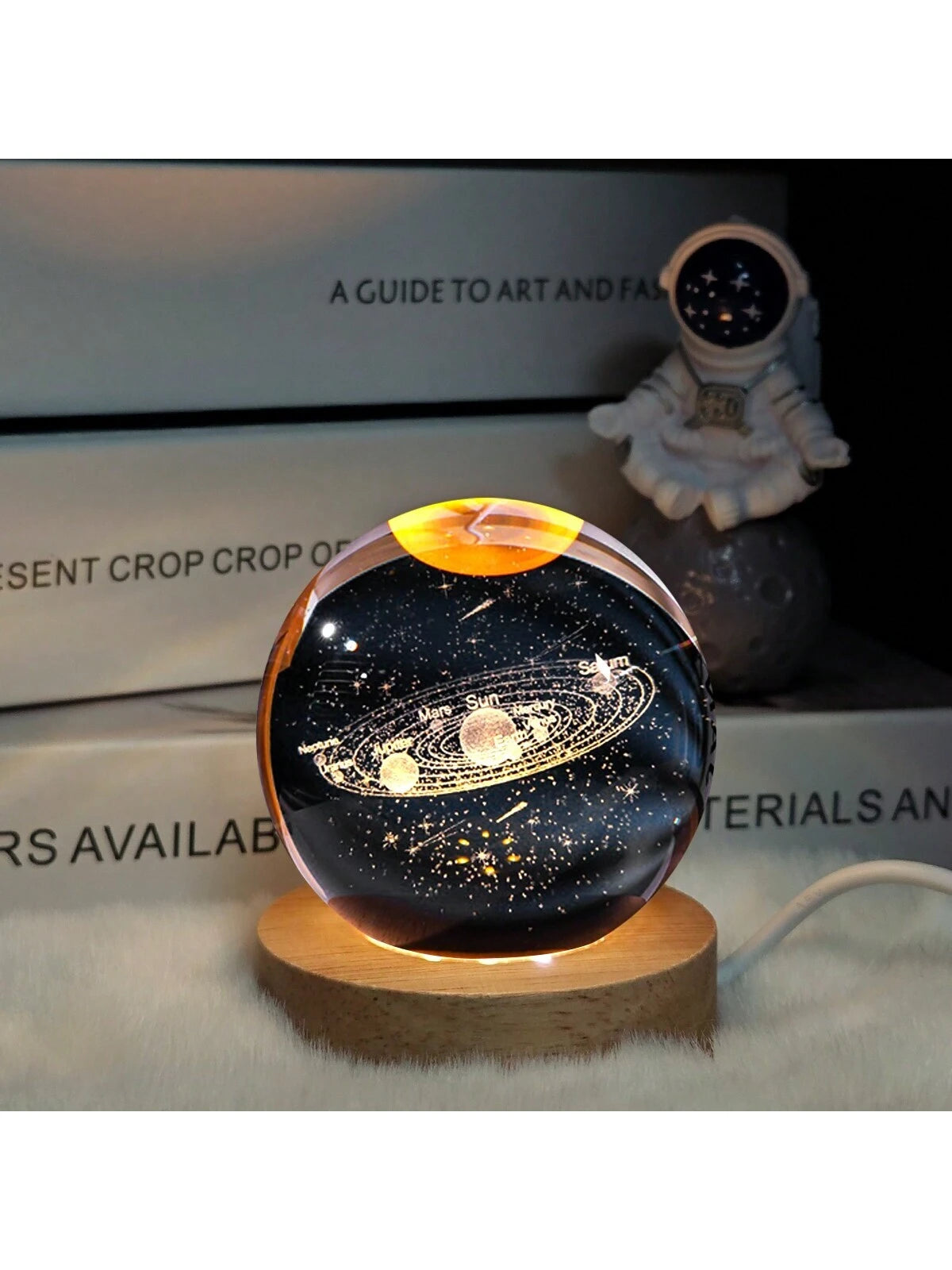 Material - Star Night Lights Solar System Crystal Ball Made of Crystal. 3D Crystal Ball Led Night Light Is Solar System Space Themed and Even after a Lifetime of Use, Crystals Never Lose Their Original Shine.Solar System Crystal Night Light