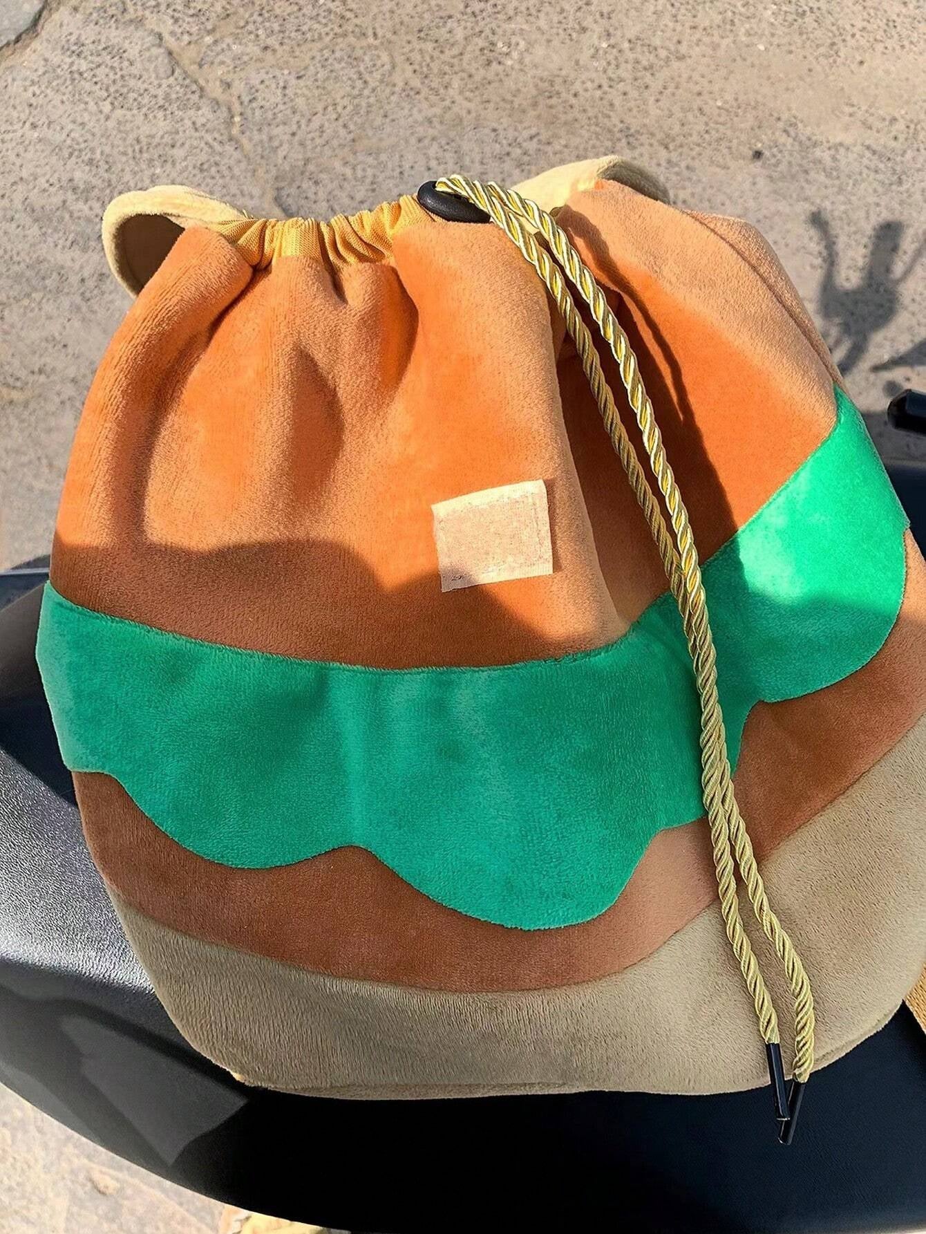 Hamburger Design Flap Backpack 
