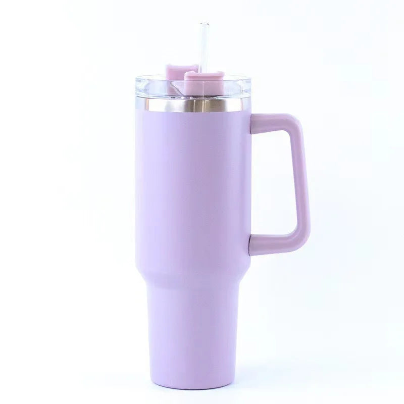 1200Ml Thermos Bottle Cold Ice Cute Stainless Steel Water Bottle Tumbler Strawwith Lid and Straw Stainless Steel Kettle Cup Gift