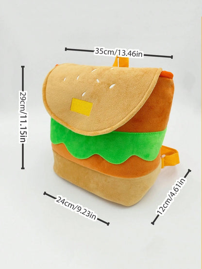 Hamburger Design Flap Backpack 