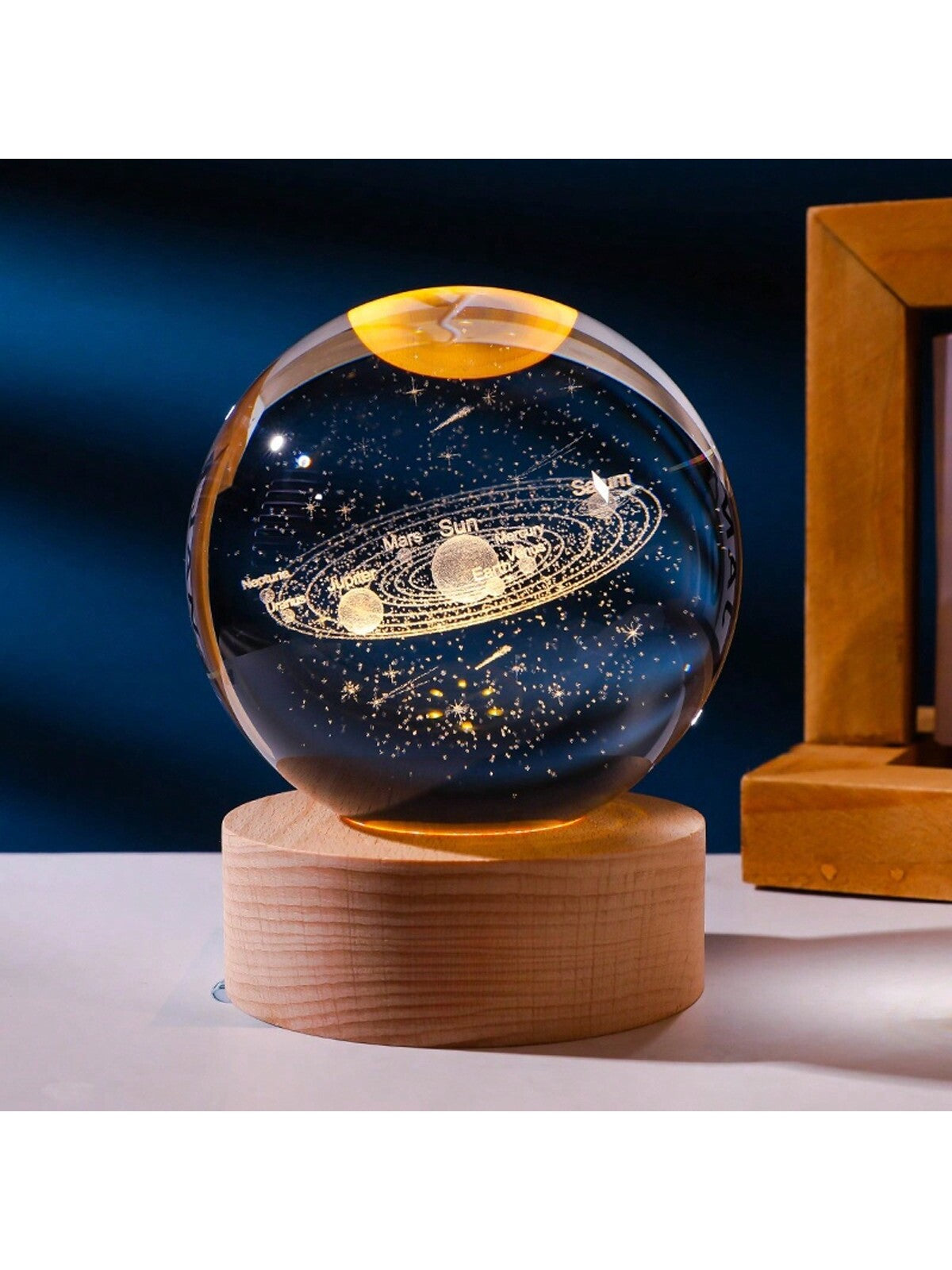Material - Star Night Lights Solar System Crystal Ball Made of Crystal. 3D Crystal Ball Led Night Light Is Solar System Space Themed and Even after a Lifetime of Use, Crystals Never Lose Their Original Shine.Solar System Crystal Night Light