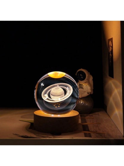 Material - Star Night Lights Solar System Crystal Ball Made of Crystal. 3D Crystal Ball Led Night Light Is Solar System Space Themed and Even after a Lifetime of Use, Crystals Never Lose Their Original Shine.Solar System Crystal Night Light