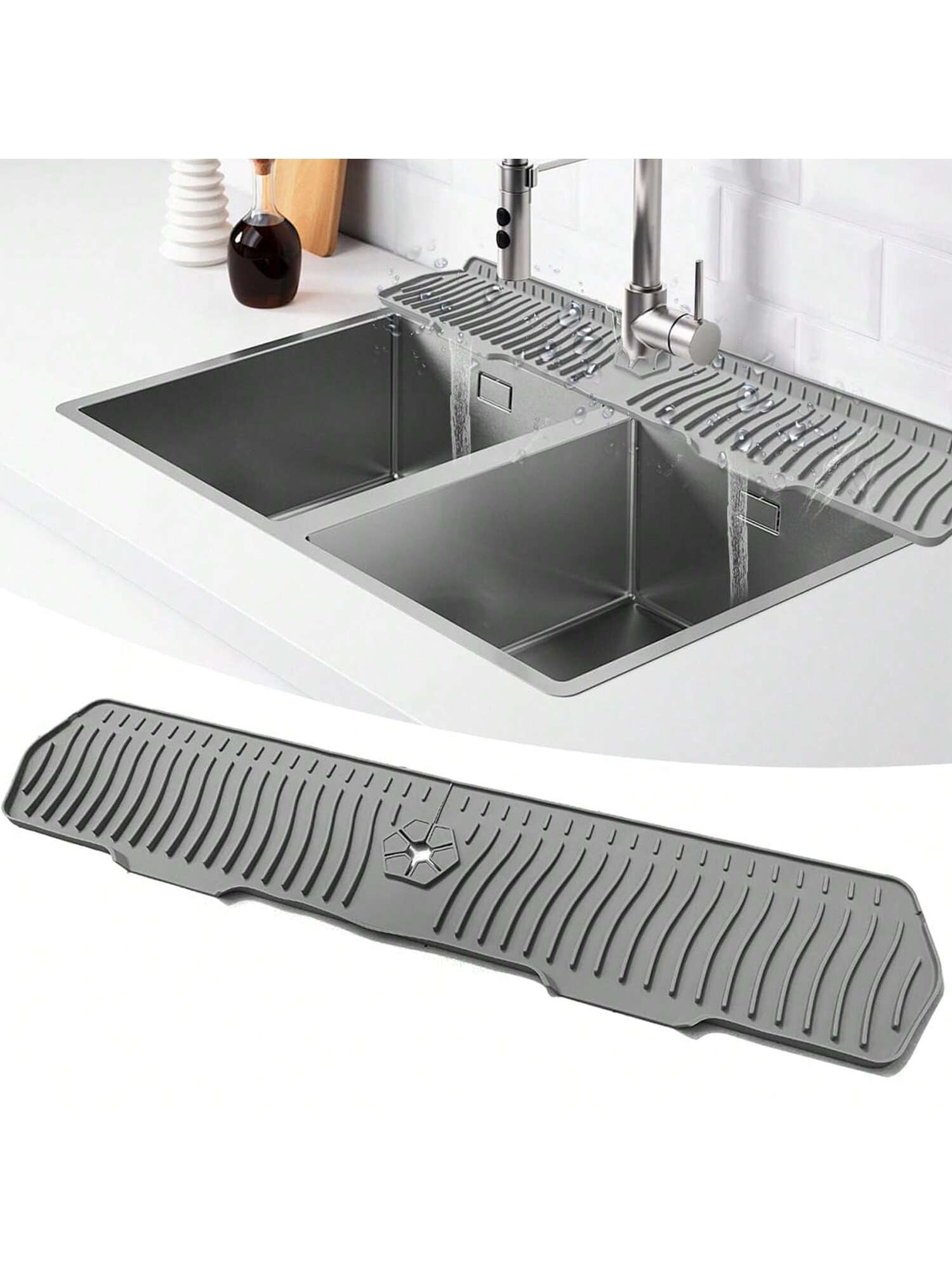 1Pc Upgeaded 29.92Inch Faucet Sink Guard Splash Mat,Silicone Kitchen Faucet Mat,Faucet Drying Mat, Silicone Faucet Mat Splash Guard, Silicone Faucet Water Catcher Mat for Kitchen Bathroom