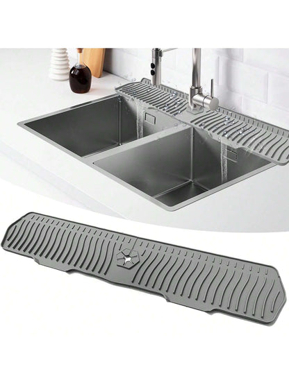 1Pc Upgeaded 29.92Inch Faucet Sink Guard Splash Mat,Silicone Kitchen Faucet Mat,Faucet Drying Mat, Silicone Faucet Mat Splash Guard, Silicone Faucet Water Catcher Mat for Kitchen Bathroom