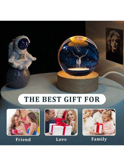 Material - Star Night Lights Solar System Crystal Ball Made of Crystal. 3D Crystal Ball Led Night Light Is Solar System Space Themed and Even after a Lifetime of Use, Crystals Never Lose Their Original Shine.Solar System Crystal Night Light