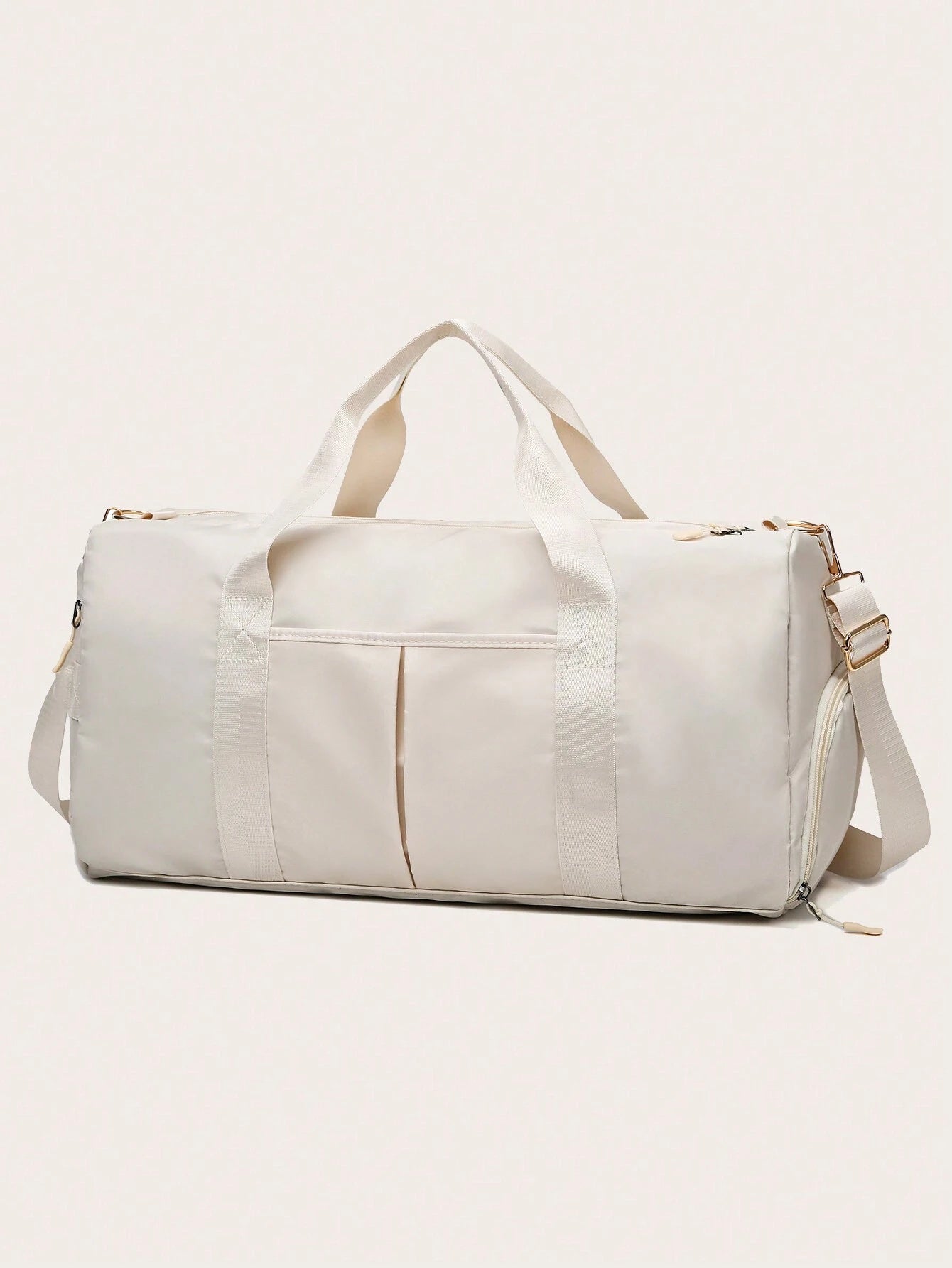 Large Capacity Waterproof Travel Bag, Solid Black Duffel Bag with Shoe Compartment & Wet Dry Separation Pockets, Suitable for Travel & Gym Sports