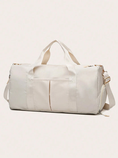 Large Capacity Waterproof Travel Bag, Solid Black Duffel Bag with Shoe Compartment & Wet Dry Separation Pockets, Suitable for Travel & Gym Sports