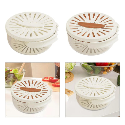 Food Drain Basket Foldable Handle for Fridge with Lid Fruit Storage Container for Salad Cherry Vegetables Grapes Strawberry