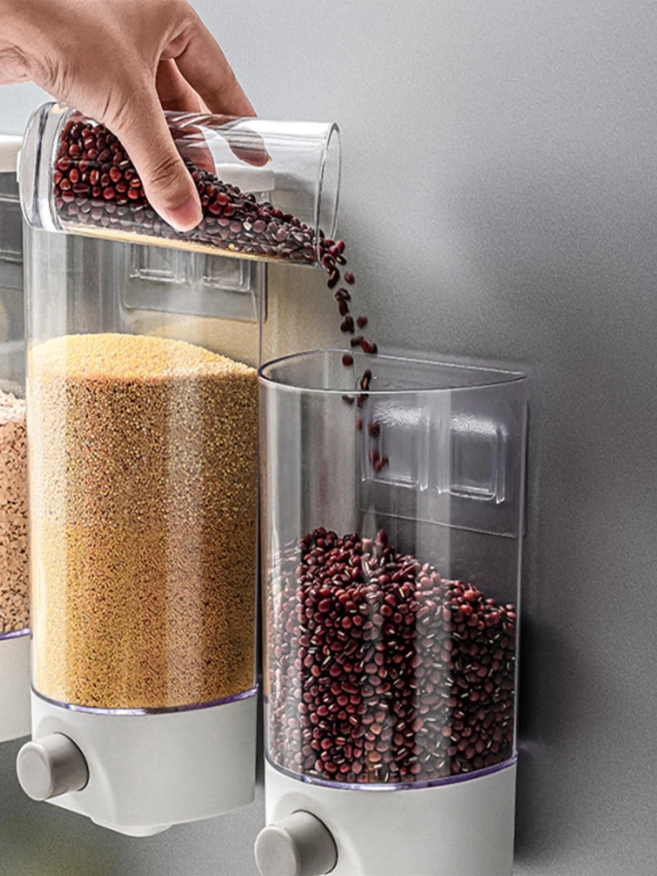 1Pc Wall Mounted Food Storage Airtight Container, Kitchen Cereal Dispenser