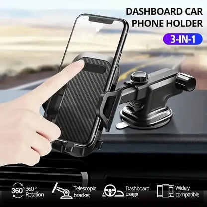 Car Phone Holder Car Dashboard Windshield Suction Cup Holder Universal Phone Holder Air Outlet Clip Telescopic Phone Holder