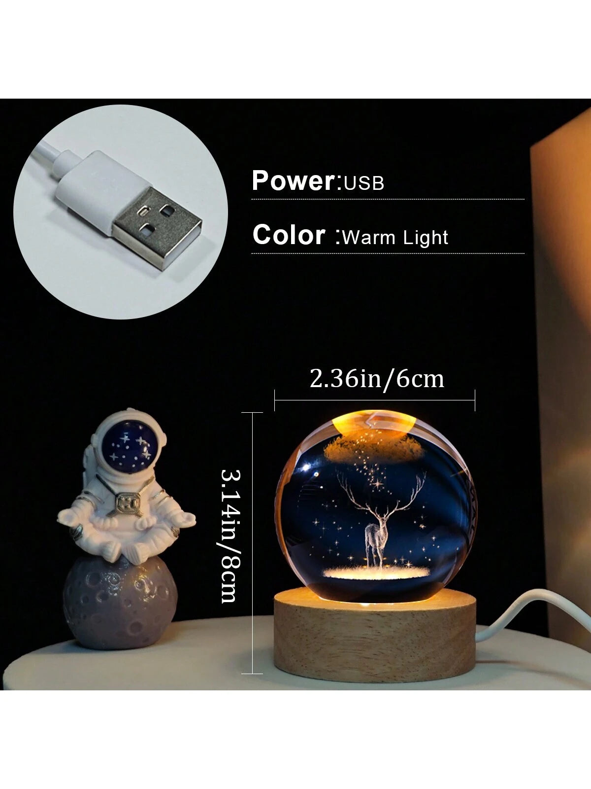 Material - Star Night Lights Solar System Crystal Ball Made of Crystal. 3D Crystal Ball Led Night Light Is Solar System Space Themed and Even after a Lifetime of Use, Crystals Never Lose Their Original Shine.Solar System Crystal Night Light