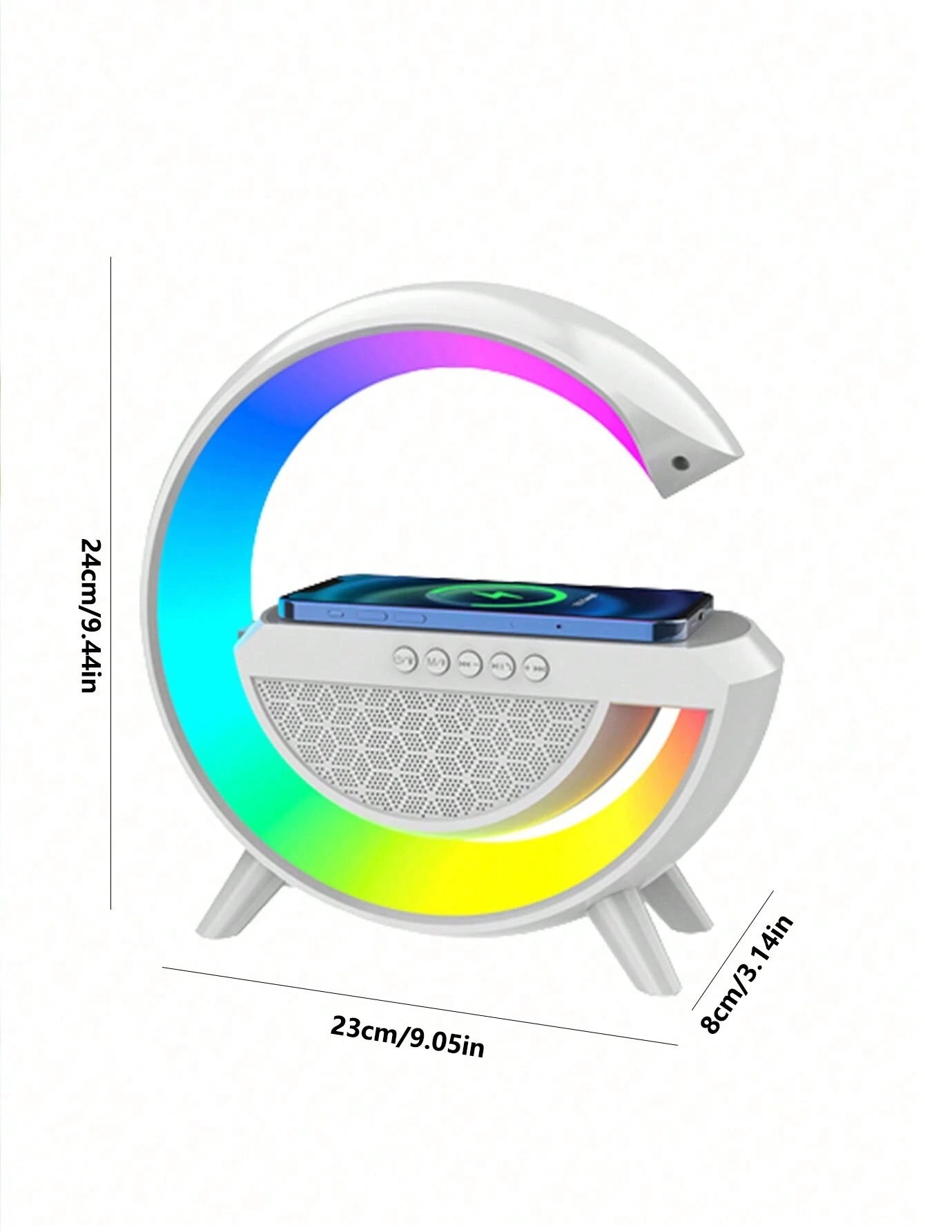 Wireless Speaker 6 Kinds of Light Mode Wireless Charging Function Compatible with IOS / Android System Black and White 601099513769049
