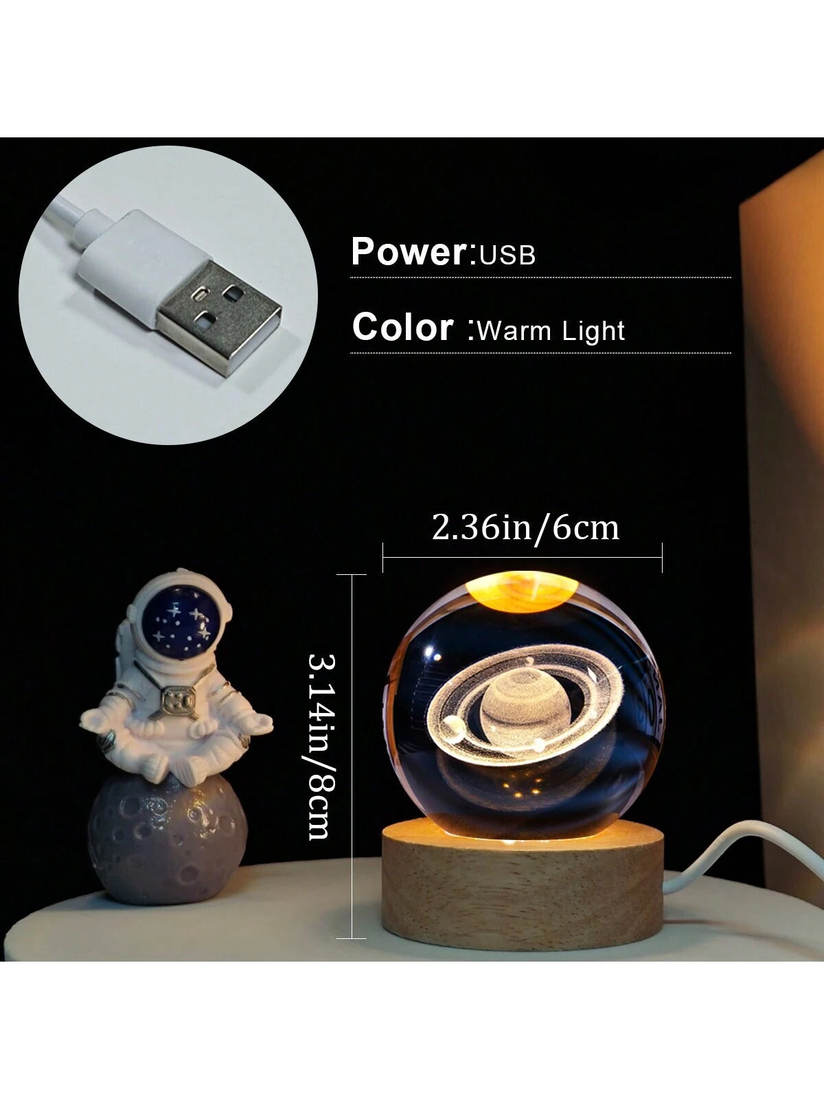 Material - Star Night Lights Solar System Crystal Ball Made of Crystal. 3D Crystal Ball Led Night Light Is Solar System Space Themed and Even after a Lifetime of Use, Crystals Never Lose Their Original Shine.Solar System Crystal Night Light