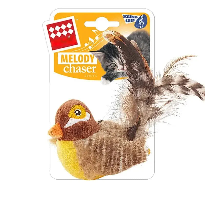 Interactive Cat Toys Flying Bird Cat Toy Flapping Wings Sparrow Catnip Toys Vivid Chirpi]Ng Simulation Bird Interactive Cat Toy