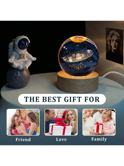 Material - Star Night Lights Solar System Crystal Ball Made of Crystal. 3D Crystal Ball Led Night Light Is Solar System Space Themed and Even after a Lifetime of Use, Crystals Never Lose Their Original Shine.Solar System Crystal Night Light