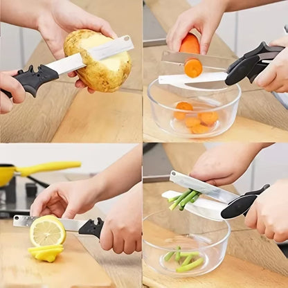 2-in-1 Salad Chopper and Vegetable Cutter with Integrated Cutting Board