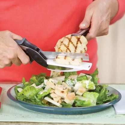 2-in-1 Salad Chopper and Vegetable Cutter with Integrated Cutting Board