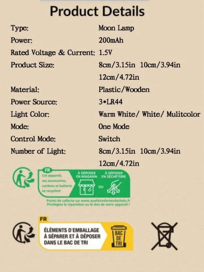 1PC Moon Light Galaxy Light, 3.15 Inch LED 3D Moon Light, Moon Night Light for Girls Boys Children Women DIY Birthday Gift