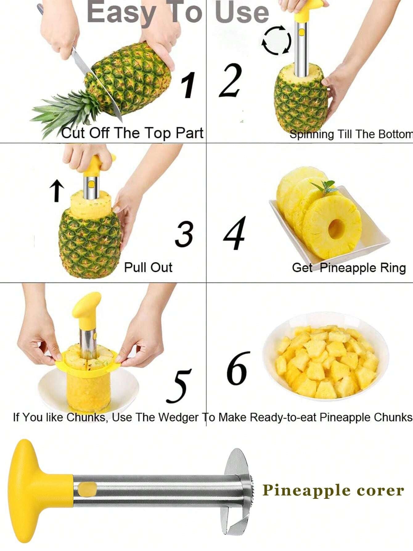 1PC Stainless Steel Pineapple Core Slicer, 